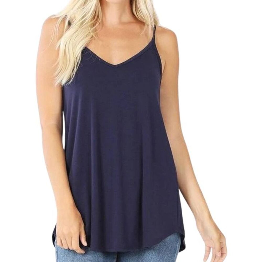 Navy Zenana Front/Back Reversible Tunic Tank